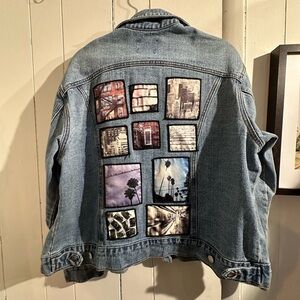FOREVER 21 Jean jacket with photos on back
